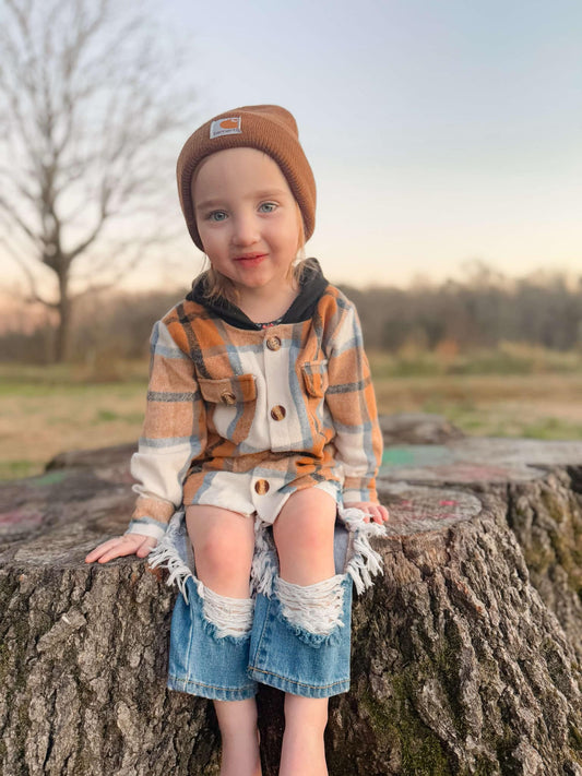 brown hooded flannel