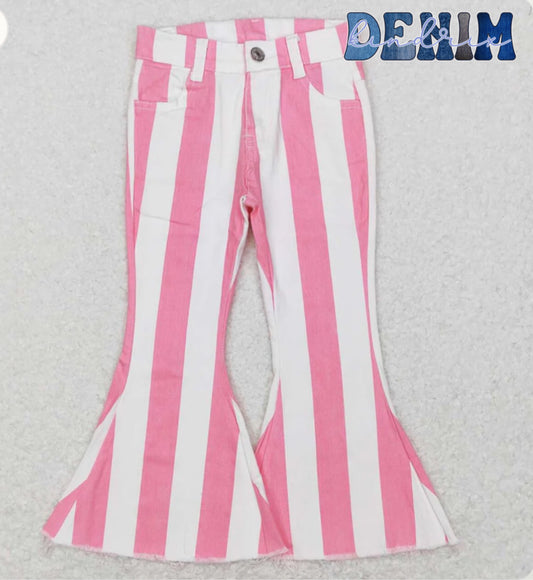 light pink stripped flare jeans (READ DESCRIPTION)